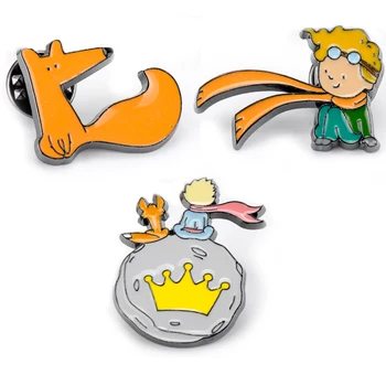 Le Petit micul Prinț Brosa Drăguț Fox a Crescut Coroana de Desene animate Email Ace Pentru Haine Rucsac Brosa Personalitate Pin bijuterii