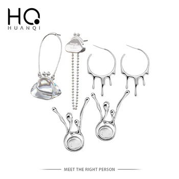 HUANZQI Design Special Lichid Lava Picături de Apă Baroc Naturale Pearl Metal Neregulate Asimetrie Cercei pentru Femei Cadouri