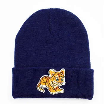 Bumbac tigru animal de broderie Îngroșa tricot pălărie de iarnă pălărie cald Chelioși capac beanie hat pentru barbati si femei 313