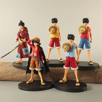 5pcs/set Anime One Piece Monkey D. Luffy Kimono Luffy Pălărie de Paie PVC figurina Model pentru Copii Jucarii Papusa Cadouri 18cm