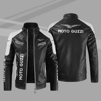 Nouă Bărbați Moto Guzzi Logo-ul din Piele PU de Moda de Iarnă Motocicleta Bombardier Jacheta cu Fermoar Uza Ține de Cald Haina de sex Masculin