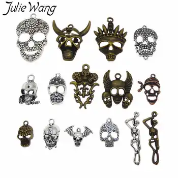 Julie Wang 15buc Amestecat Decor de Halloween Demon Craniu Schelet Antic Culori Farmecul Colier Pandantiv Bijuterii Accesorii