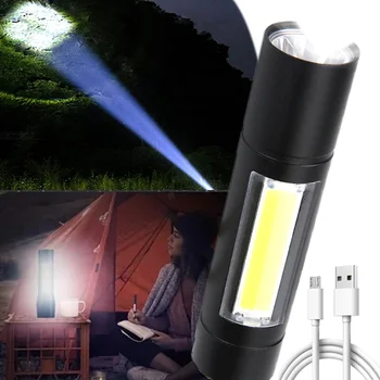 Portabil Mini Lanterna LED-uri XPE COB Lanterna cu 3 Moduri de Reincarcabila cu Zoom Lanterna Lumina Impermeabil Camping Lumina