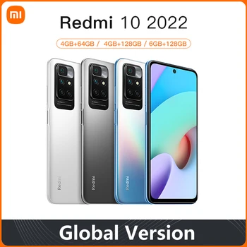 Versiune globală Xiaomi Redmi 10 2022Smartphone Helio G88 MediaTek Octa Core 50MP AI quad camera 90Hz FHD 5000mAh Baterie