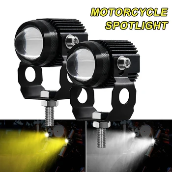 1/2 buc Motocicleta Faruri cu LED-uri Spoturi w/ Proiector Lentilă Galben Alb Ridicat Scăzut Fascicul de Lumina de Ceață Universal Auto Auxiliare Lampa