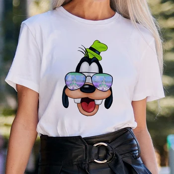 Disney Goofy Print Amuzant Moda T-shirt Femei 2022 Vacanta Casual Disneyland Haine Estetice Harajuku Femei Tricou