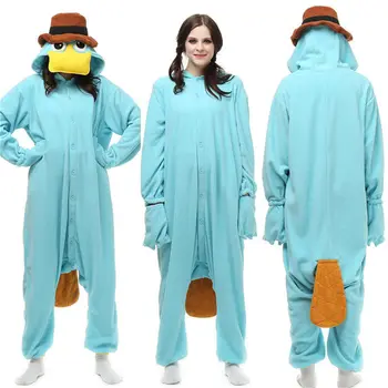 Adult Onesies Kigurumi Pijamale Animal Costume Cosplay Sleepwear platypus S-XL Perry Ornitorincul