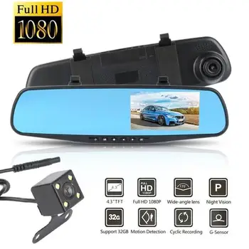 DVR auto Dash Camera 170 de Grade Unghi Larg de Lentile Video Recorder Cam Cam Fața Oglinzii Recorder de Conducere 1080 Retrovizoare HD Dash P9S2