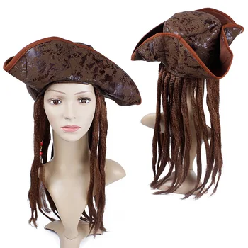 costum de halloween pentru barbati pirat adult căpitanul jack sparrow peruci pălărie piratii din caraibe cosplay Accesorii de sex feminin de sex masculin