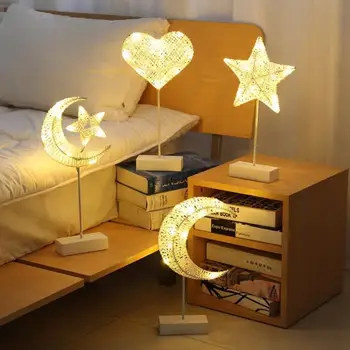 Minunat în formă de Inimă Baterie Lumina de Noapte Decorare DIY Stele LED Lampa de Masa Rattan Lumina de Modelare Ziua de Crăciun Decorare Lumina