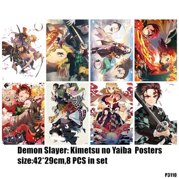 8 BUC/LOT Anime Demon Slayer Kimetsu nu Yaiba Kamado Tanjirou Relief Poster Jocuri Video, benzi Desenate, Posterul Jucărie cadou Dimensiune 42x29 cm