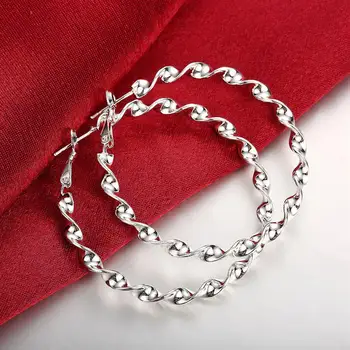 moda Bijuterii Argint 925 5cm Cercei temperament Femeie Frumoasă Mare cerc cercei Cadouri de Craciun