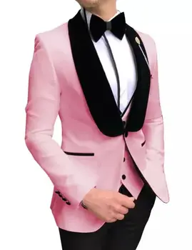 2021 Costum Homme Formale Mirele Slim Fit 3 Piese Roz Mens Costume De Mire, Costume De Bal Cavalerii De Onoare De Sex Masculin Sacou Pentru Nunta