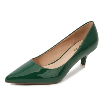 Nou Pantofi pentru Femei Pe Tocuri Elegante, cu Toc Mediu Doamnelor Subliniat Toe 5cm Pompe de Moda Pentru Femei de Birou Negru Roșu Roz E0005