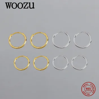 WOOZU Real Argint 925 Minimalist Geometrice Rotunde Hoop Cercei Pentru Femei Petrecere de Moda Unisex Ureche Catarama Bijuterii Cadouri