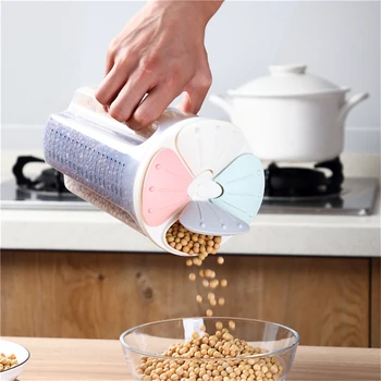 Rotative Din Plastic Dispenser Cereale Cutie De Depozitare Bucătărie Gadget Mâncare De Orez Recipient De Stocare De Caz Făină De Depozitare A Cerealelor Sticla Borcan