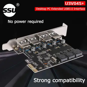 SSU U3V04S+ 4 Port USB 3.0 PCIe Card de Expansiune PCI Express Hub USB Adaptor PCIe Card de Expansiune