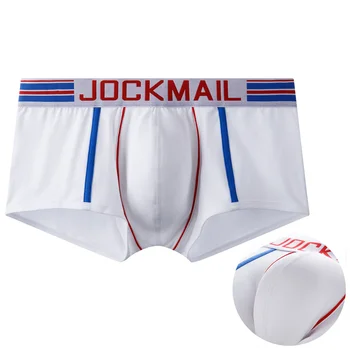 JOCKMAIL Curcubeu Colorat Stil Sexy, Lenjerie pentru Barbati Material de Bumbac Boxeri cu Dungi Gay Cureaua de Moda de sex Masculin Chiloți