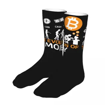 Evoluția De Bani Amuzant Bitcoin Șosete Bărbați Femei Poliester Moda Crypto Monedă Cryptocurrency Șosete Nebun De Primăvară Șosete Cadouri