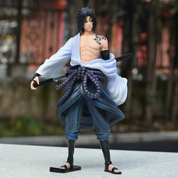 Naruto Figura Shippuden Anime figurina Model GK Uchiha Sasuke Blestem Sigiliu Versiune 24cm PVC Figma Colectie de Jucarii pentru Copii