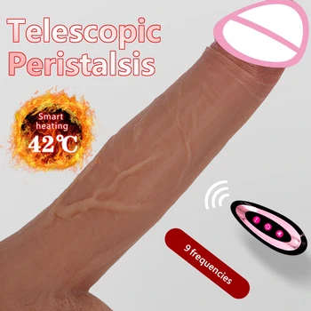 Mare Dildo Vibrator Pentru Femeie Realist Artificial Penis Telescopic Încălzire Dildo-Uri De Control De La Distanță Vibratoare Masturbatori Jucarii Sexuale