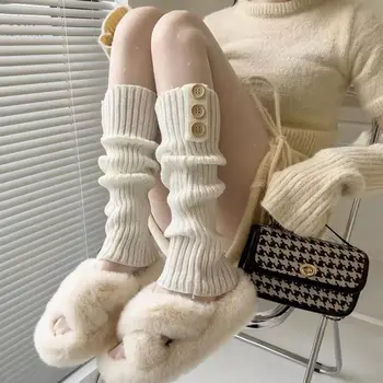 Gyaru coreean Alb Negru Tricot Încălzit de Picior Femei Toamna Iarna Lolita Gramada Șosete Fete Japonez Harajuku JK Șosete Lungi Cizme Mansete