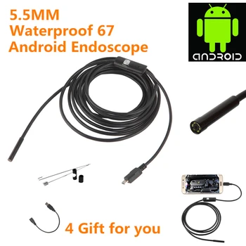 Android 5.5 mm rezistent la apa Endoscop HD Conducte Industriale, Camera de Inspecție Tub Cablu Mini Fir Moale, Camara Endoscopio