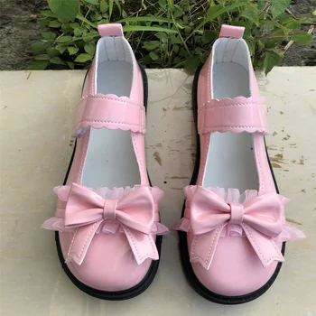 2022 Primăvară Femei Lolita Pantofi Kawaii Ieftine Stil Japonez Dantela Mozaic Arc Cârlig Buclă Mary Janes Fete Elevii Încălțăminte Solidă