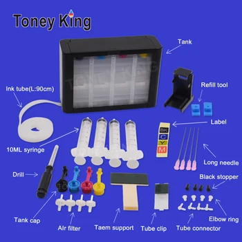 Toney Regele Ciss Rezervor de cerneală de Imprimare Continuă Cu Sistemul de tuburi de Cerneală Pentru HP 61 61XL Deskjet 1000 1050 1055 2000 2050 2512 3000 J110a