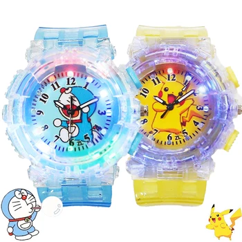 Anime Pokemon Pikachu Luminos Ceasuri Drăguț Desene Animate Psyduck Doraemon Pentru Copii Lumini Colorate Ceas Ceas De Mână Ceas De Jucărie Pentru Copii