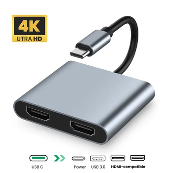 4K Tip C Pentru Dual Compatibil HDMI USB 3.0 PD Converter 4 In 1 USB C Docking Station Hub USB Cablu Adaptor Pentru Telefon, Laptop Macbook