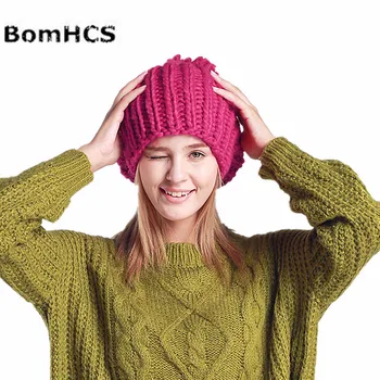 BomHCS Moda de Iarna Capac de Tricotat Pălării Beanie pentru Femei cu Pom Pom