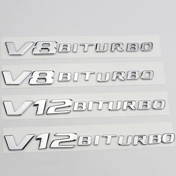 3D ABS Masina Fender Insigna V8 V12 BITURBO Emblema Autocolant Pentru Logo-ul Mercedes C63 AMG G63 G65 S65 W463 X166 W205 W212 W218 Accesorii