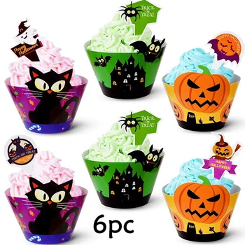 12pcs Decor Tort de Halloween Truc Sau Trata Petrecere Pisica Neagra Petrecere cu Fantome de Groaza Petrecerea Happy Halloween Party Decor Pentru Acasă 2021
