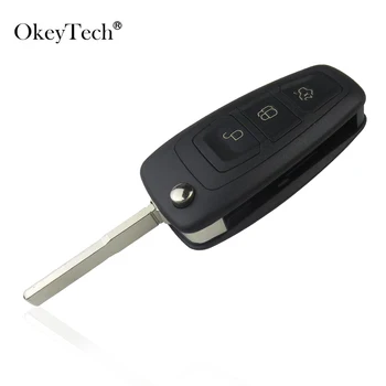 OkeyTech 3 Butoane Flip key Pliere Cheie de la Distanță masina Shell Pentru Ford Focus Fiesta 3 conectați mondeo c-max cheie inteligentă Caz acoperire Fob