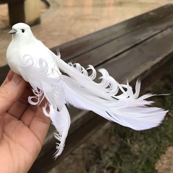 2 buc Fals Pasăre Porumbei Albi Artificiale Spuma Pene de Păsări Cu Clip Porumbei Decor Pentru Nunta de Crăciun Acasă