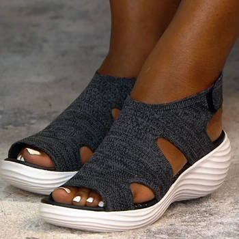 Noile Sandale pentru Femei, Tricotat cu Ochiuri Respirabil Pantofi Plat Confort Platforma Wedge sandale Casual, Sandale Tenis Feminino Plataforma