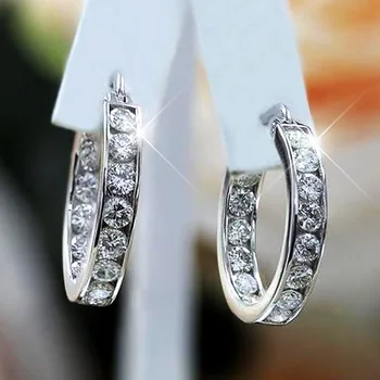 Argint 925 Romantic Zircon Cristal Cerc Piercing Hoop Cercei Pentru Femei De Moda Clasice 2021 Petrecere De Nunta Bijuterii