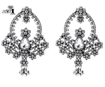 YaYi Bijuterii Noi de Sticla Alb Stras Cristal Legăna Cercei Moda pentru Femei Antice de Argint de Culoare Bijuterie Cercei Cadou 1226