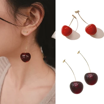 Cherry Fructe în Formă de Picătură Cercei pentru Femeile Noua Japonia, coreea Dulce Cercei Fete Drăguț Brincos Linie Pendientes Cadouri Bijuterii