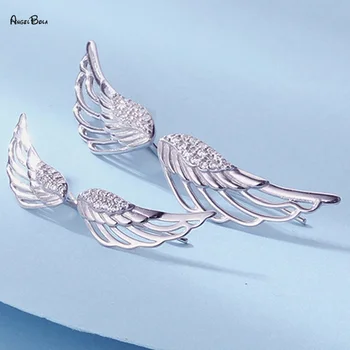 Noi S925 Argint Cercei de Lux Aripi de Zână Gol Afară de Aripi de Înger Stud Cercei pentru Femeile Frumoase Pene Bijuterii