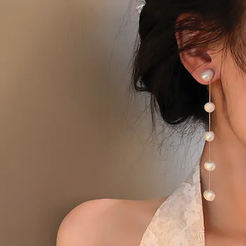 Tendința De Simulare Pearl Cercei Lungi Pentru Femei Stras Nunta Pandantiv Coreea Cercei Moda Bijuterii Cercei