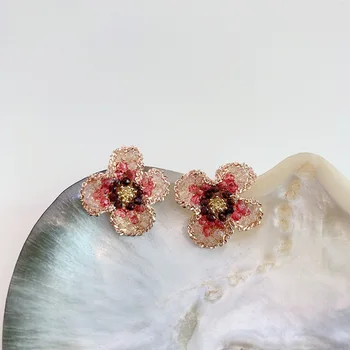 MENGJIQIAO New Sosire Handmade Elegant Roz de Cristal Cercei Stud Pentru Femei de Moda Fete Drăguț Metal Oorbellen Cadouri Bijuterii