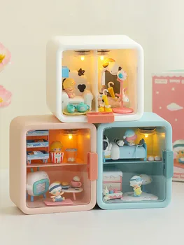 Acrilice Orb Cutie de Depozitare Display Stand Figura Jucării vitrina de Păpuși Spectacol Caz Decor de Masă Cutie de Depozitare pentru Dimoo