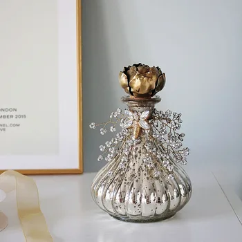 Creative de Depozitare Borcan cu Capac franceză Alamă Trandafir Decorativ Sticla de Parfum de Camera Desktop Retro Ornamente Decor Acasă