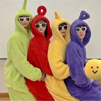 Casa 4 Culori Cosplay Pentru Adult Amuzant Tinky Winky Anime Dipsy Laa-Laa Po Moale Mâneci Lungi Bucata Costum De Pijama