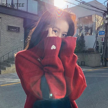 Pulover Femei Imprimate Broderie Simplu Coreeană Stil Harajuku Moale Cald Vrac Elevii Streetwear Tricotate Femei Chic