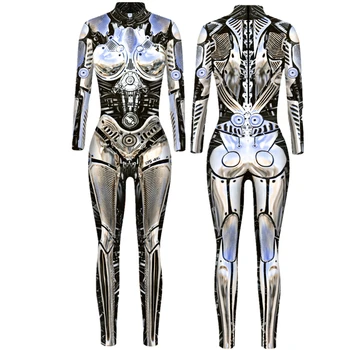 2022 Noi de Halloween Robot Salopeta pentru Femei Steampunk Sexy Cosplay, Costume de Carnaval, Petrecere Maneca Lunga Halloween Bodysuit Rece