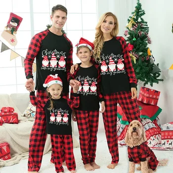 Crăciun Potrivire Familie Pijamale De Craciun Rosu Gnomies Set De Pijama
