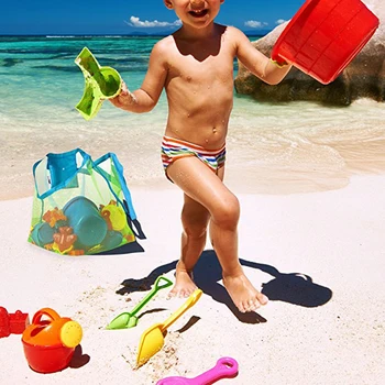 Fierbinte Pe Plajă În Aer Liber Sac De Plasă Pentru Copii De Nisip Pliabil Protable De Plaja Si Apa Copii, Jucării Haine, Saci De Depozitare Jucărie Diverse Organizatorii Sac